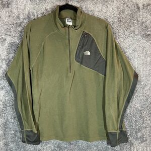 The North Face Sweater Mens Large Green Flight Series Fleece Pullover 1/4 Zip